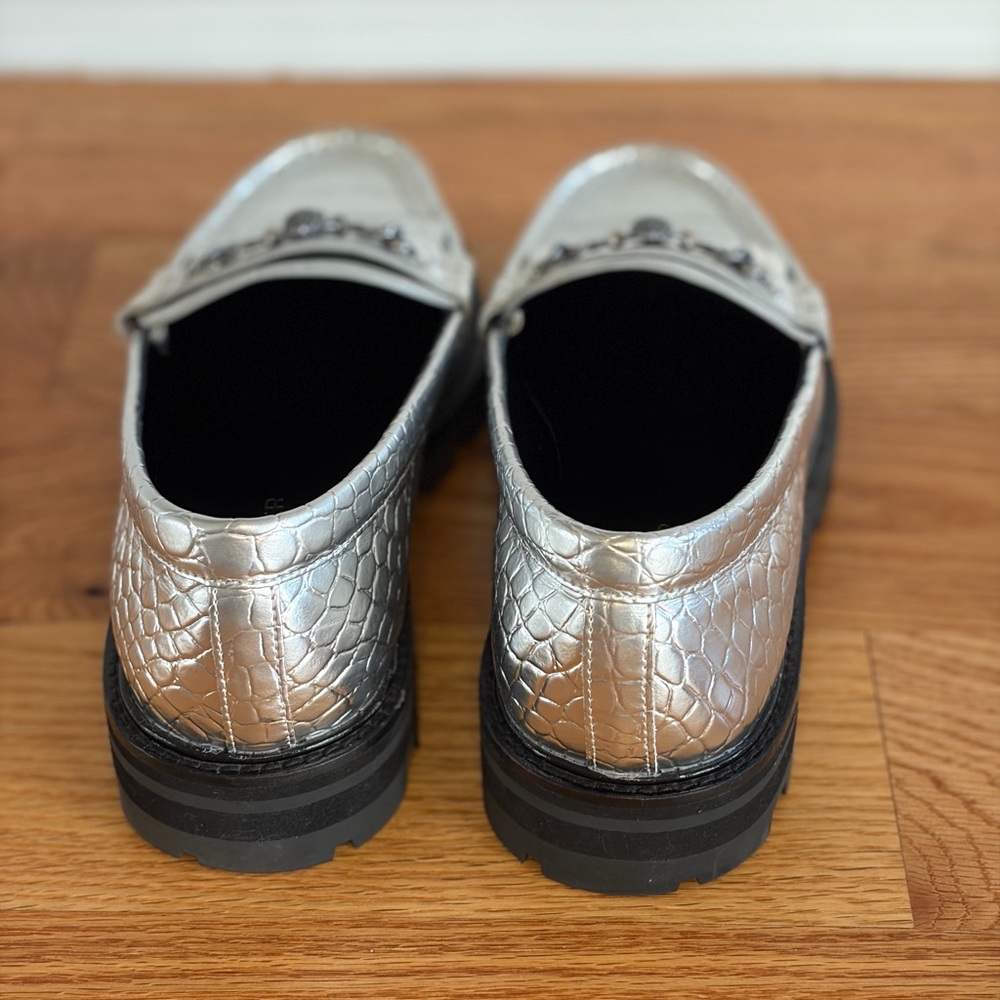 Kurt Geiger Silver Croc-Embossed Loafers